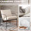 Chaise d'appoint Chaises de salon Comfy Chaise de lecture pour chambre à coucher Chaise longue rembourrée de style Mid-Century Fauteuil d'appoint en tissu pour fauteuil de salon (crème, 1)-1392839780