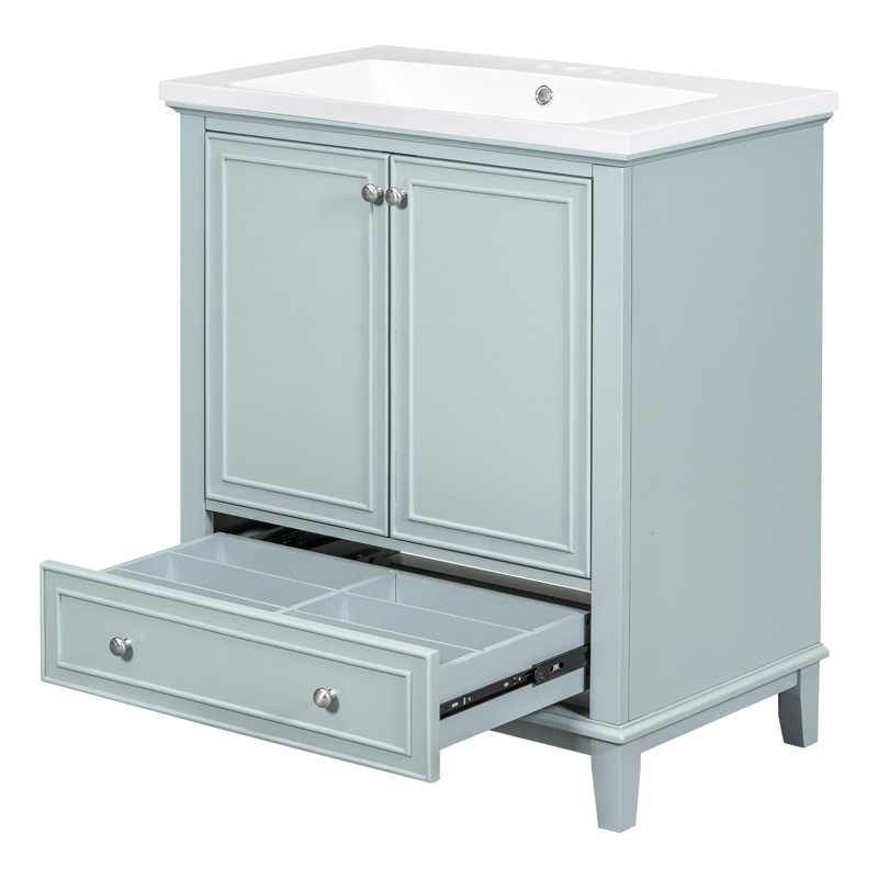 Meuble-lavabo 30 po avec lavabo en céramique, Vert