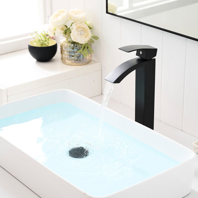 Black Single Hole Bathroom Faucet - Geometric Shape And To Fingerprint For Sink Modern Handle Corrosion Commercial Basins
