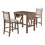 Ensemble de salle à manger à hauteur de comptoir 3 pièces avec table à abattants et chaises rembourrées, en bois d'hévéa brun Topmax