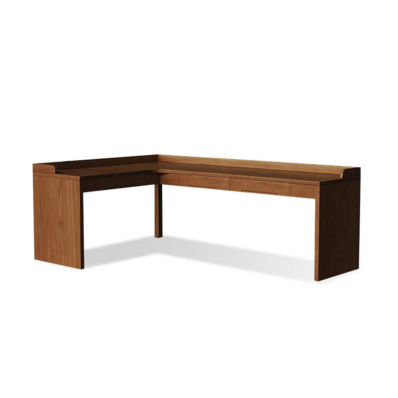 Nut-brown Rectangular Solid Wood with 3 drawers desk, Left Hand Return, 29.53" H x 70.87" W x 47.24" D