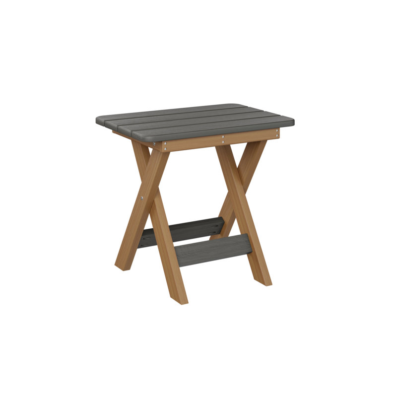 Berlin Gardens Folding End Table, Coastal Gray, Natural Teak