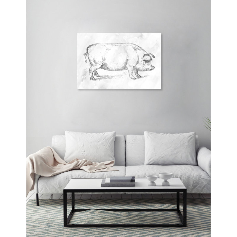 «Pig in Silver», reproduction d'art graphique sur toile tendue, H 16 po x l 24 po x P 1,5 po