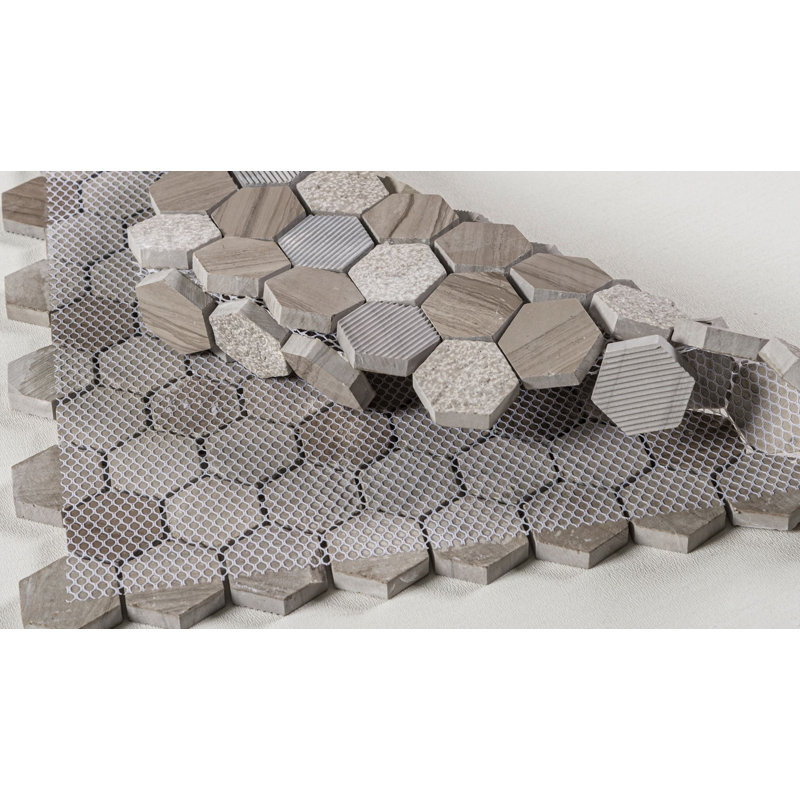 Amarillo 1-in. Honeycomb Patterned Look Honed Natural Stone Wall & Floor Mosaic Tile, Peak
