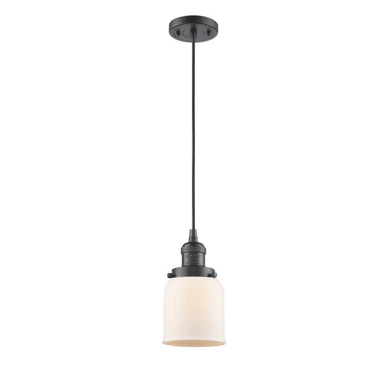 Odonnell 1-Light Dimmable Metal Single Pendant, Matte White, Oil Rubbed Bronze