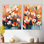 Abstrait coloré cornouiller botanique fleurs I - ensemble de 2 décorations murales florales en métal