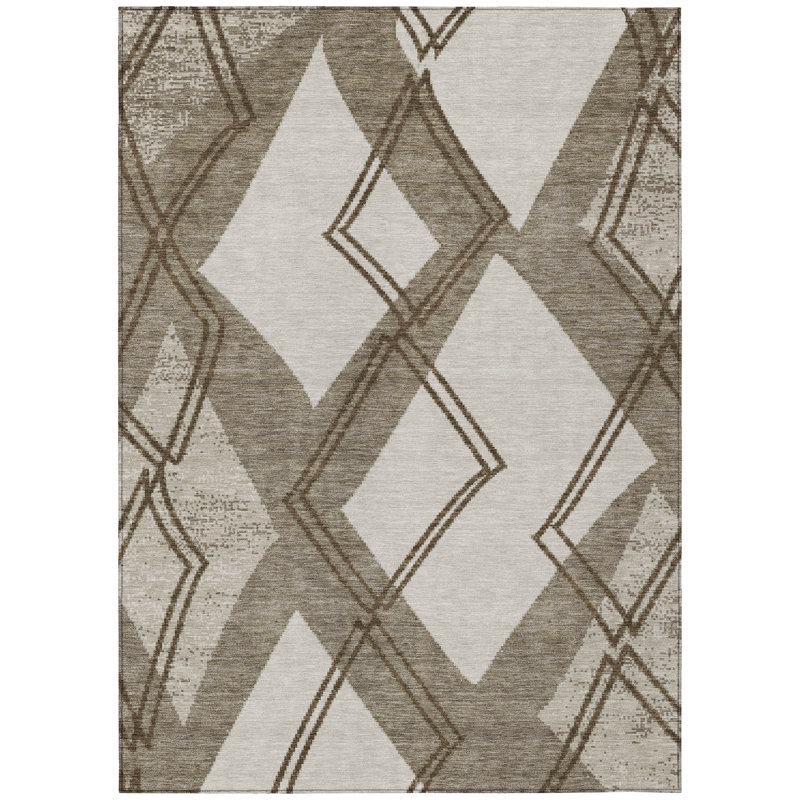 Machine Washable Indoor/Outdoor Chantille ACN2909 Geometric Rug, 3' x 5', Linen