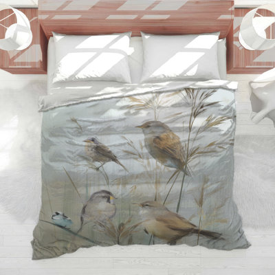 Birds On Grass Stems Comforter