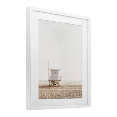 «Minimalist Beach Hut Neutrals», reproduction sous verre encadrée, design par Sissi et Seb