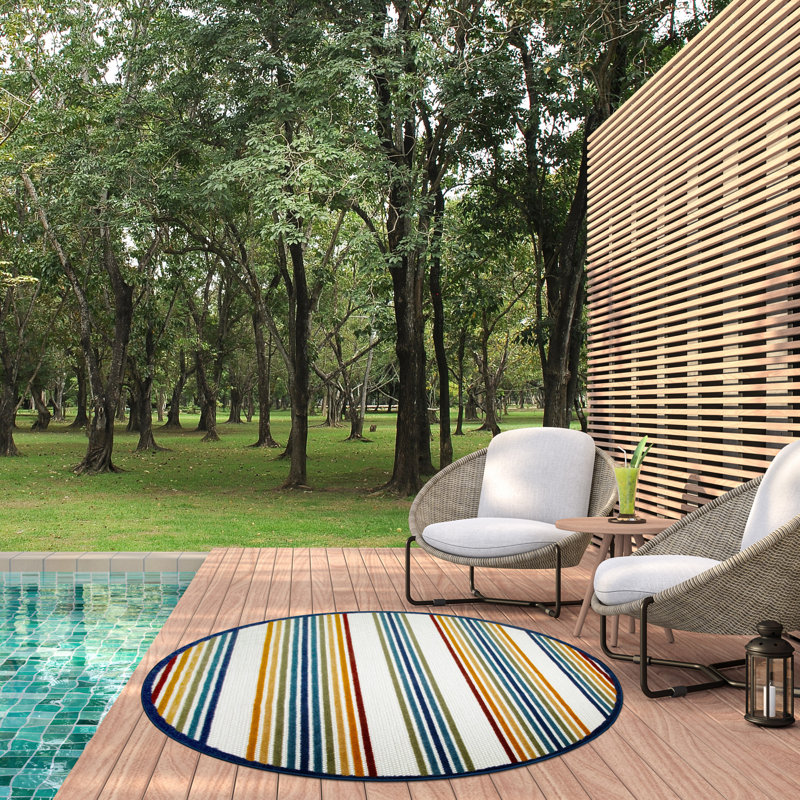 Floraville Striped Indoor Rug, Round 5'3"