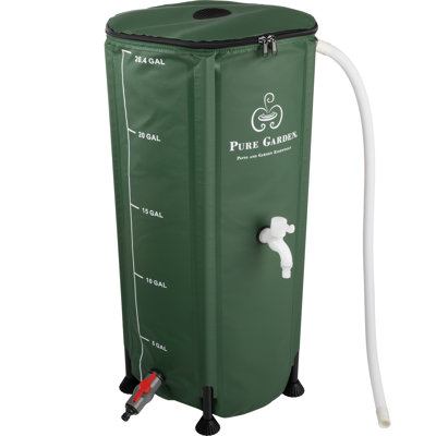 Pure Garden 26.4Gal/100L Collapsible Rain Barrel (Green)