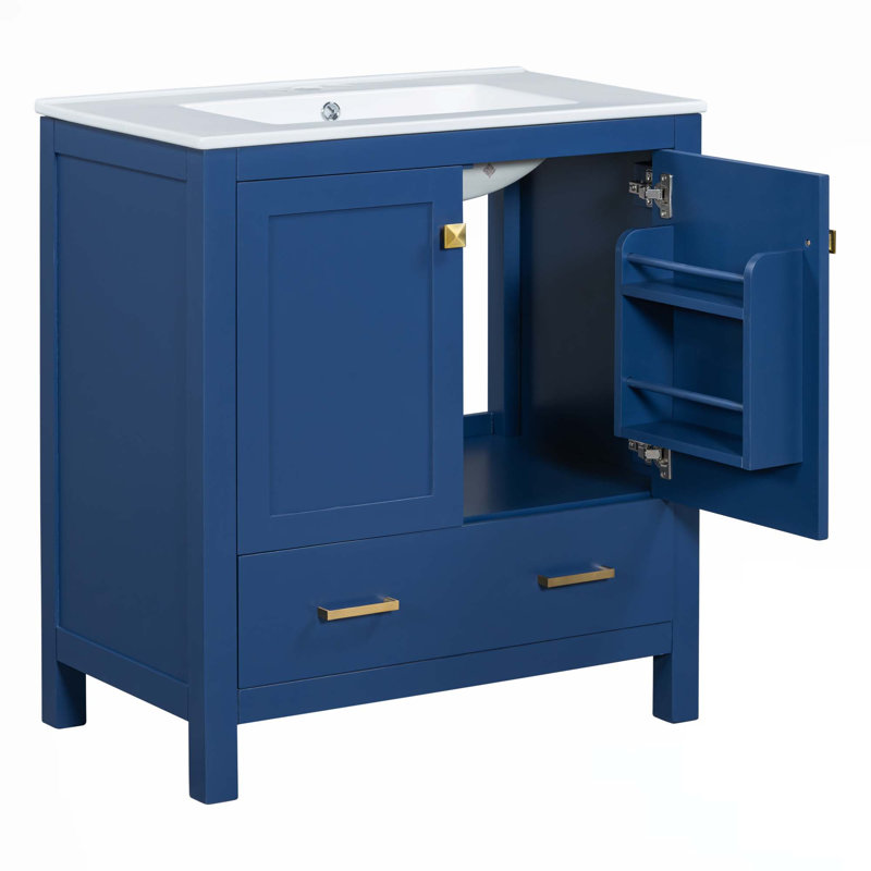 30" Bathroom Vanity With Single Sink, Blue