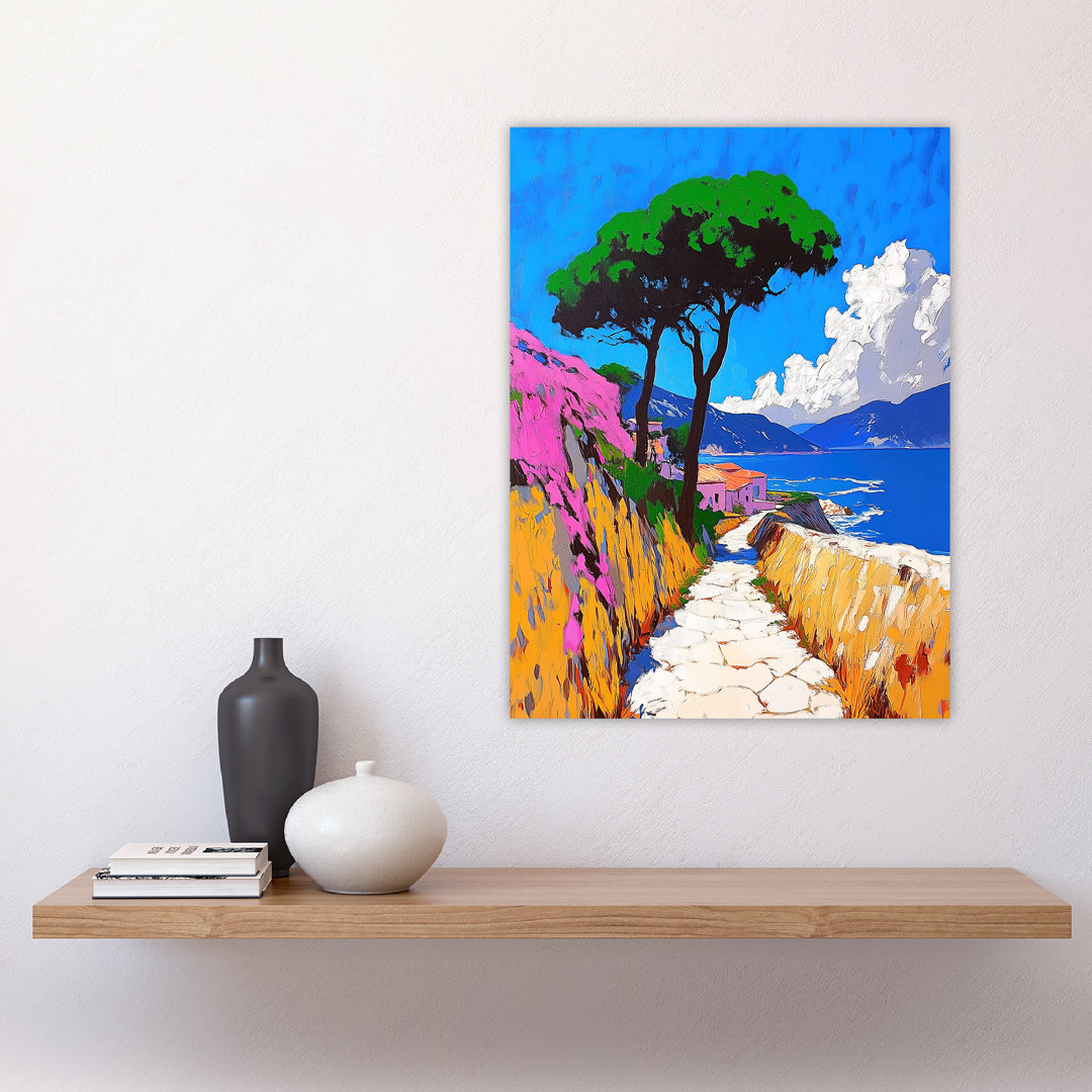 Santorini Greece Coastal Path Landscape Wall Art Print