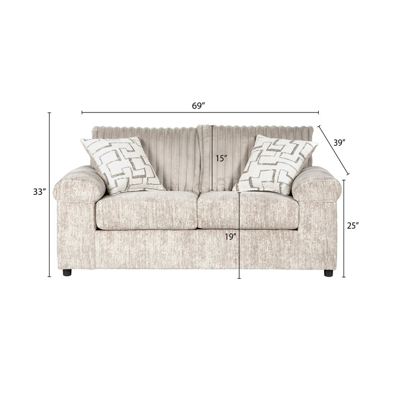 Oliwier Wide Wale Corduroy Loveseat, Parchment, Parchment Corduroy