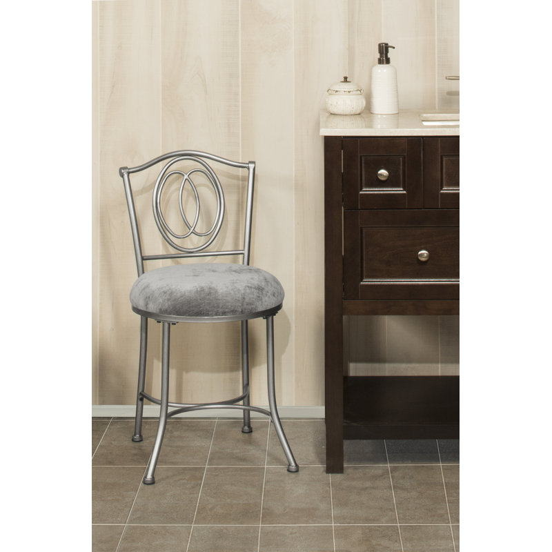 Tabouret de coiffeuse en acier Lonan, Étain / gris