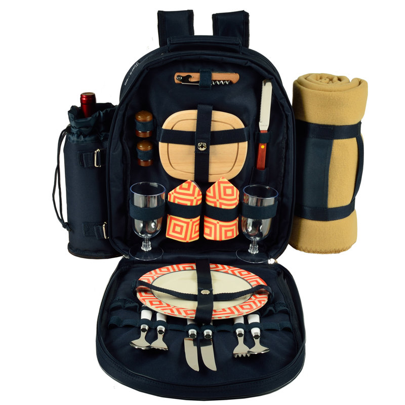 Latitude Run® - Picnic Backpack Soft Sided Cooler Equipped For Two With Blanket