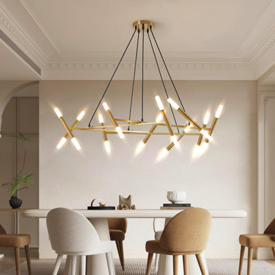 Luminaire suspendu moderne et minimaliste avec branche en tube givré (ampoule non incluse)