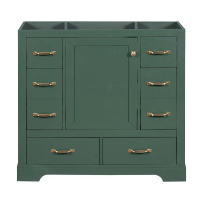Meuble-lavabo 36 po sans lavabo, base d'armoire seulement, six tiroirs, diviseur de tiroir multifonctionnel, une armoire, tablette réglable