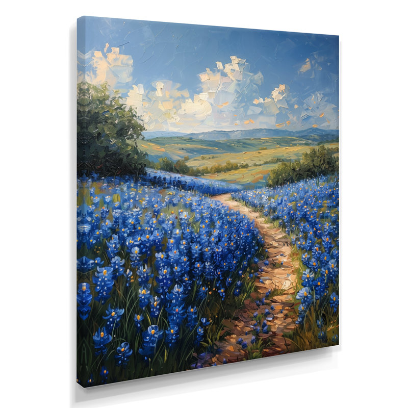 «Summer Morning Magic Blue Bonnets Fields I - Blue Bonnets», reproduction d'art murale, H 30 po x l 40 po x P 1,5 po