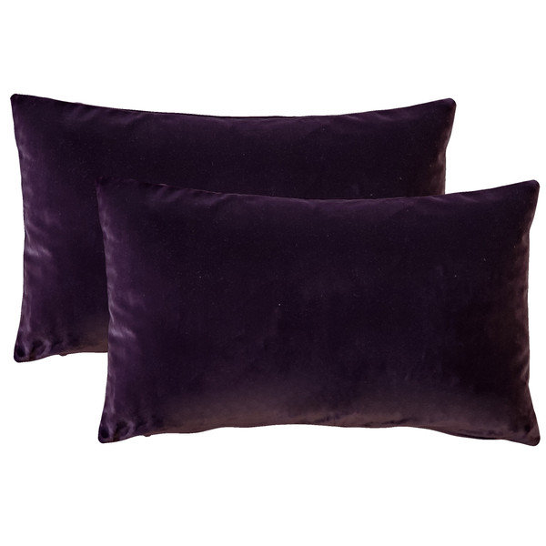 Housses de coussin en velours Francesca, ensemble de 2 housses de coussin, carré de 17 po x 17 po pour chaise de canapé décorative, mauve foncé