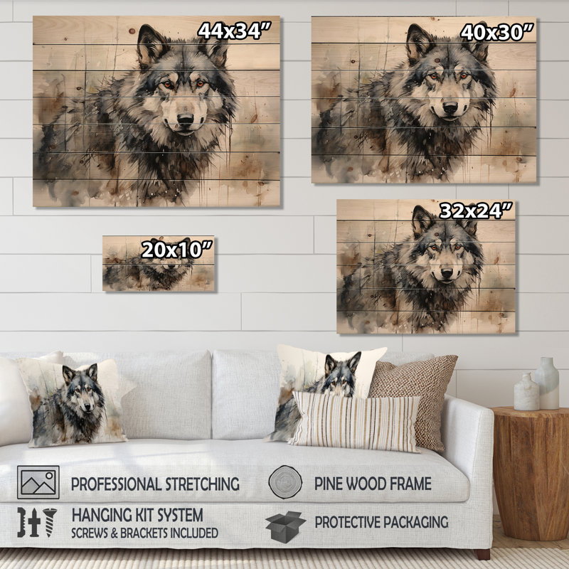 Ghantoli - Décoration murale animaux en bois sur bois de pin naturel, H 30 po x l 40 po