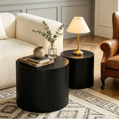 2PCS MDF Round Nesting Coffee Table For Living Room