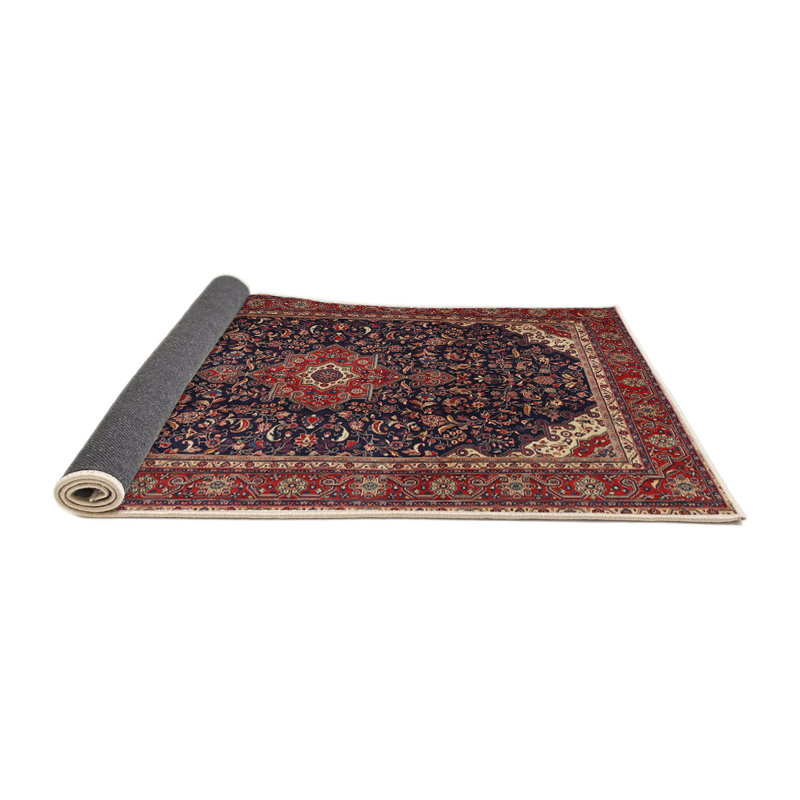 Tapis décoratif rouge à motif oriental Ehlers, Rond 8 pi