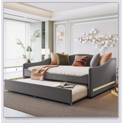 Upholstered Daybed With Light And Trundle by Mercer41