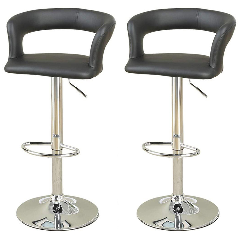 Ensemble de 2 tabourets de bar rembourrés et modernes Eric, Noir
