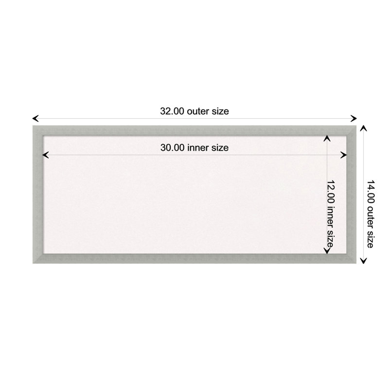 Wall Cork Small - 2' - 4' Bulletin Board, Silver, 14" x 32"/32"