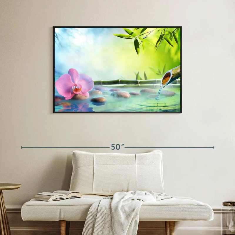 Orchidée japonaise, Cadre flottant noir, 40 po x 27 po