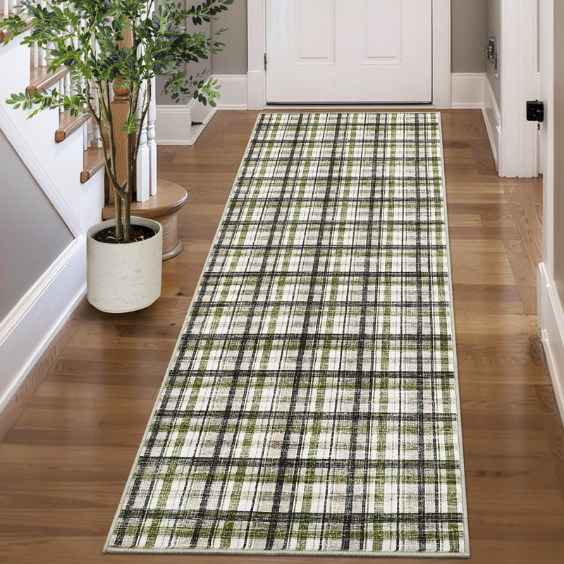 Plaid Washable Rugs Area Rugs for Bedroom Modern Living Room Rugs Non Slip Tartan Large Area Rugs Non Shedding Throw Rug Stain Resistant Carpet