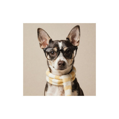 Chic Minimalist Dog Portrait , Unframed Wall Art, 16 X 16