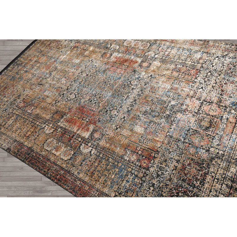 Tapis oriental beige en laine et en rayonne de soie 5 pi 2 po x 7 pi 7 po fabriqué à la machine