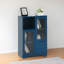 Armoire peinte en panneau de fibres à densité moyenne avec portes et tiroir en verre, espace de rangement ouvert, bleu marine, chambre à coucher, salon-250140124