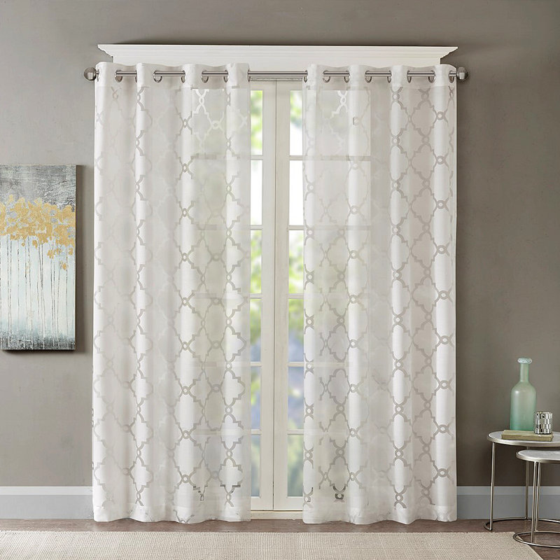 Panneau de rideau transparent Frwork Burnout (seulement 1 panneau PC), Blanc, L 50,06 po x L 95,04 po