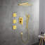Système de douche avec pomme de douche, douche à main, barre coulissante, jets de corps, bras de douche, tuyau, garniture de valve et poignées à levier