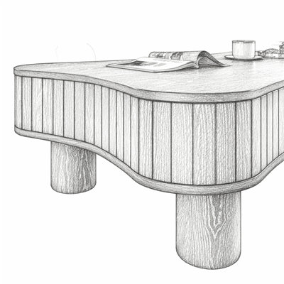Table basse à plateau relevable pour salon 42 po - Rangement caché à panneau cannelé