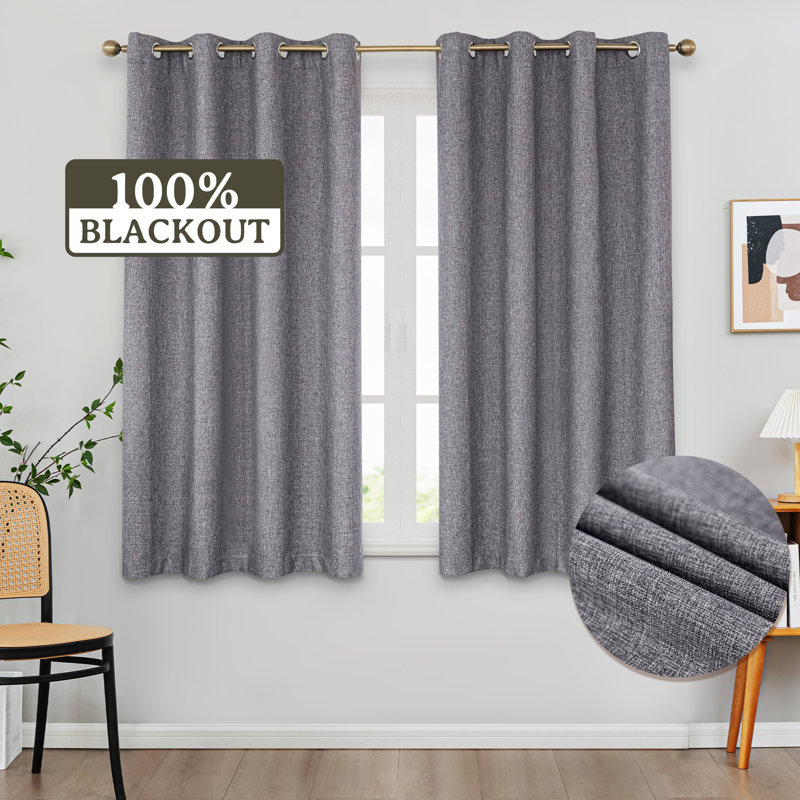 100% Blackout Thermal Insulated Polyester Curtain Pair, Navy, 52" W x 63" L
