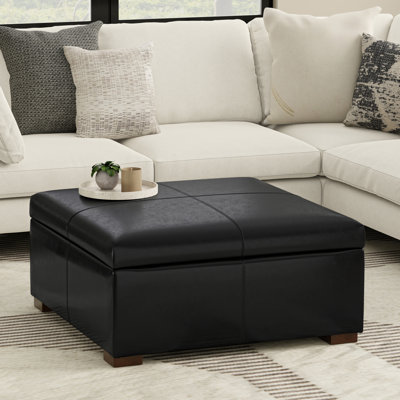 Gabbie 36"W Upholstered Square Coffee Table Storage Ottoman with Lift-Top and Extra Storage