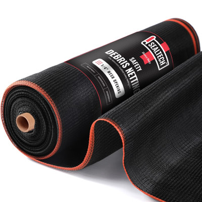 Heavy Duty Black Safety Debris Netting Rolls - Fire Retardant, 1/4 Mesh Roll
