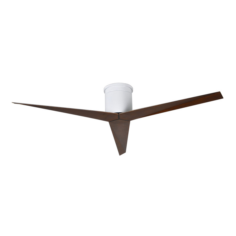 Ventilateur de plafond 3 pales 56 "avec télécommande, Ton noyer, Blanc brillant
