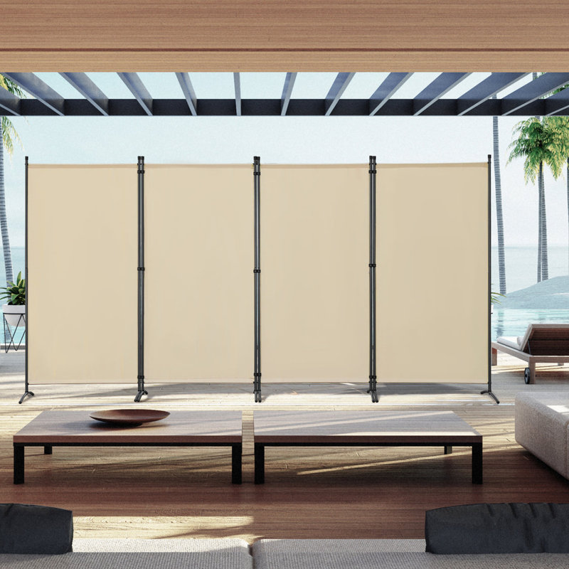 324cm W x 180cm H 4 - Panel Metal Folding Room Divider, Beige