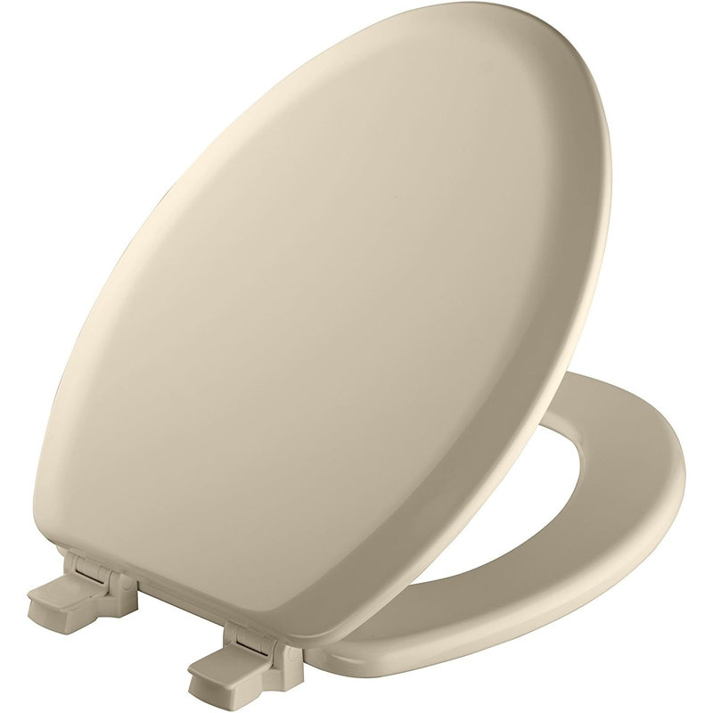 Cameron 1841EC Wood Toilet Seat, Never Loosens and Easily Removes for Cleaning, Elongated, Bone