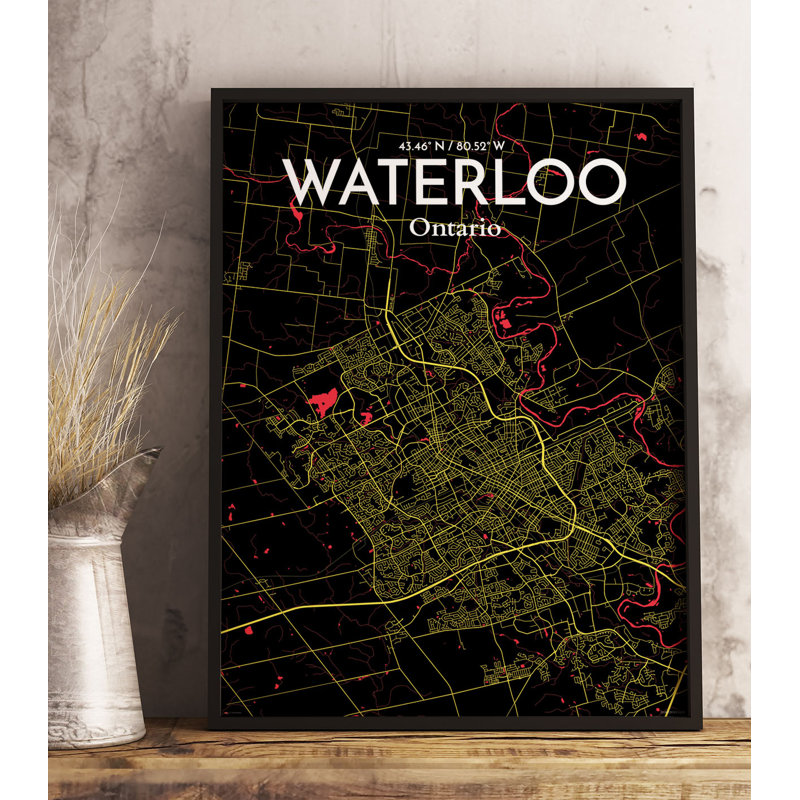 Waterloo City Map - No Frame Print, 43 cm H x 28 cm W
