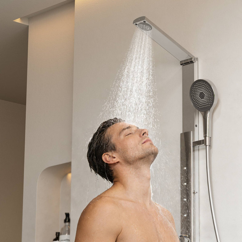 HOROW RainFlexi S1 Foldable Shower System, Adjustable Height Handheld Shower Head with 4 Massage Modes
