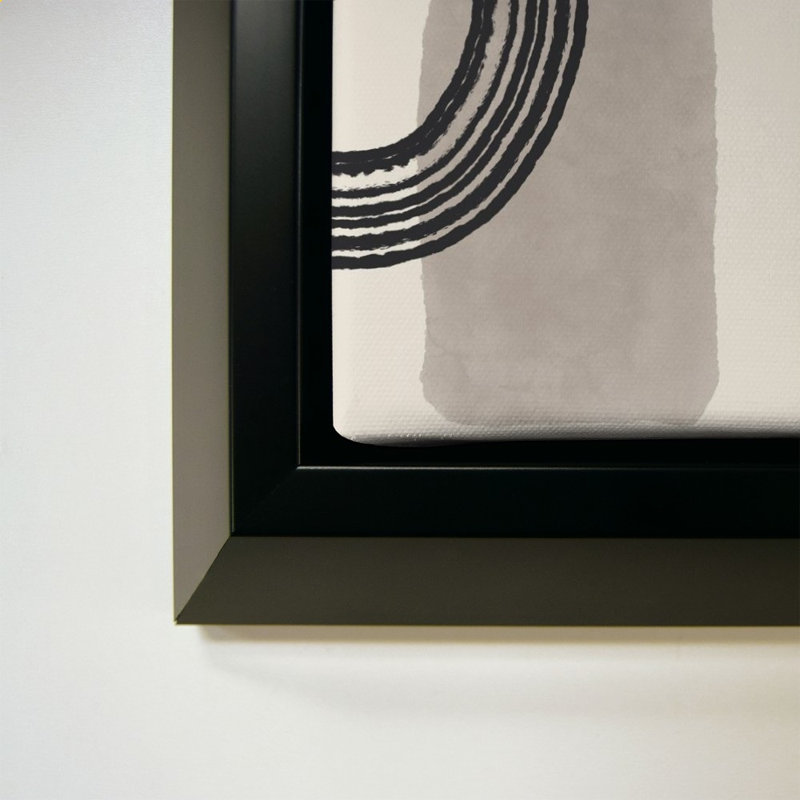 «Geo Abstract III Neutral Pink» par Becky Thorns - impression sur toile, H 24 po x l 34 po, Noir
