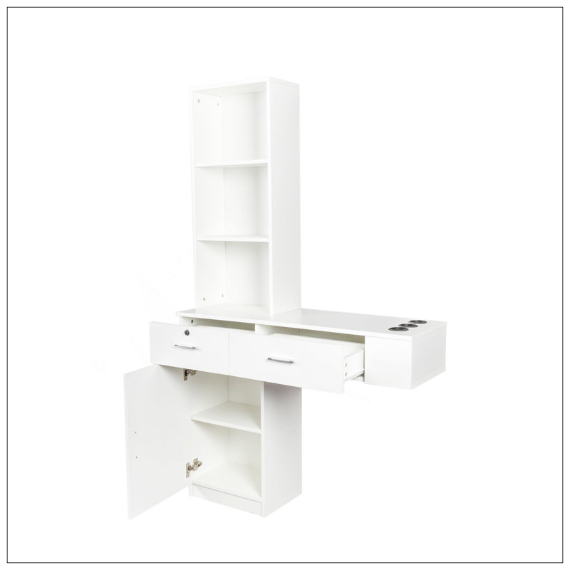 Bureau à cheveux blanc moderne et simple, rangement multicouche, grand espace de rangement, Blanc