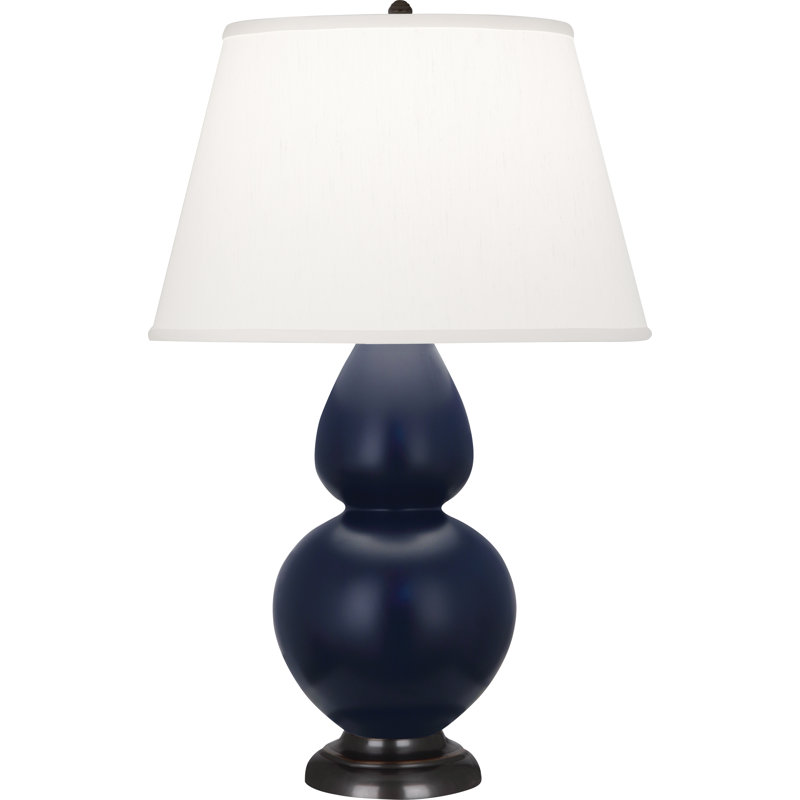 Double Gourd Table Lamp, White , Matte Midnight Blue/Deep Patina Bronze