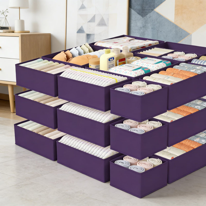 Foldable Fabric Drawer Organizer Set - 18 Pack Storage Bins For Clothes, Underwear, Socks, Bras, And Accessories - Dresser And Closet Organizers For Bedroom, Nursery, And Home Organization